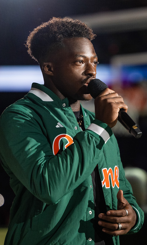 University of Miami student Caleb Chevis was one of four students who sang the national anthem before the Final Four game in Houston, Texas.